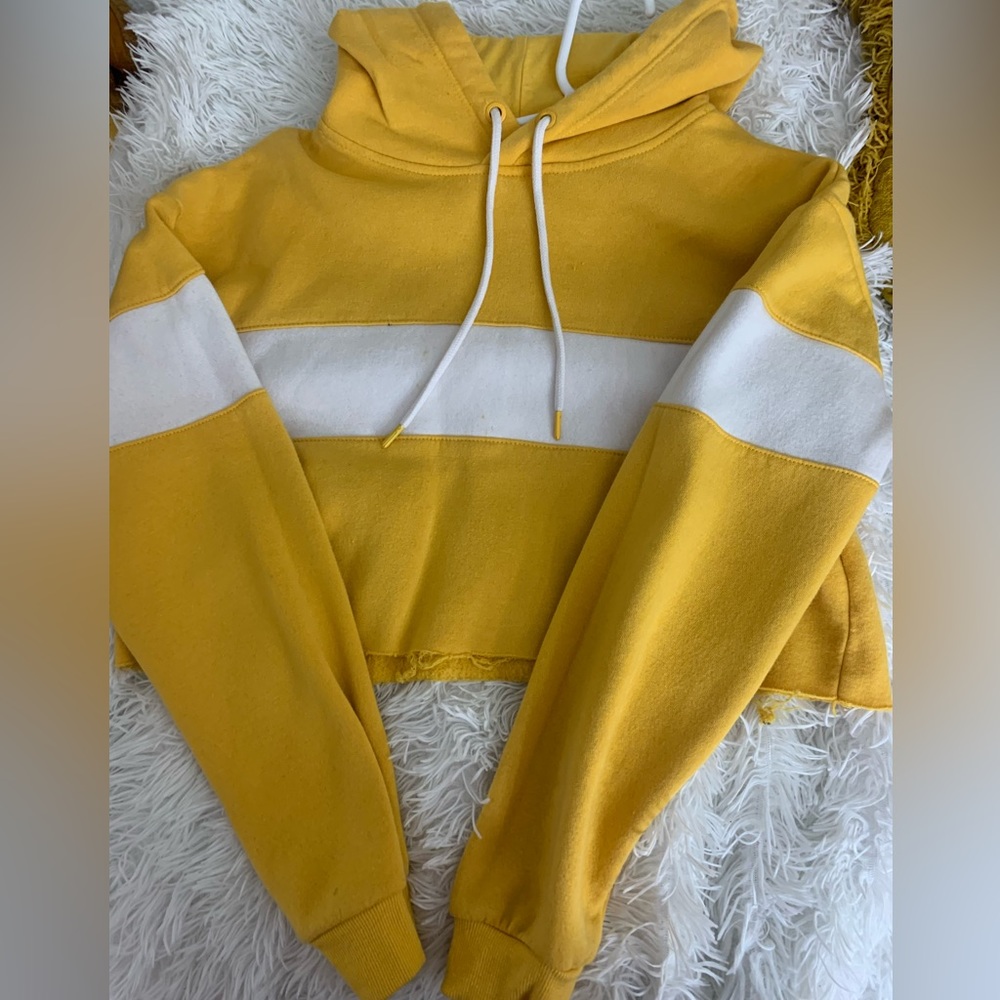 Garage Yellow Cropped Hoodie
